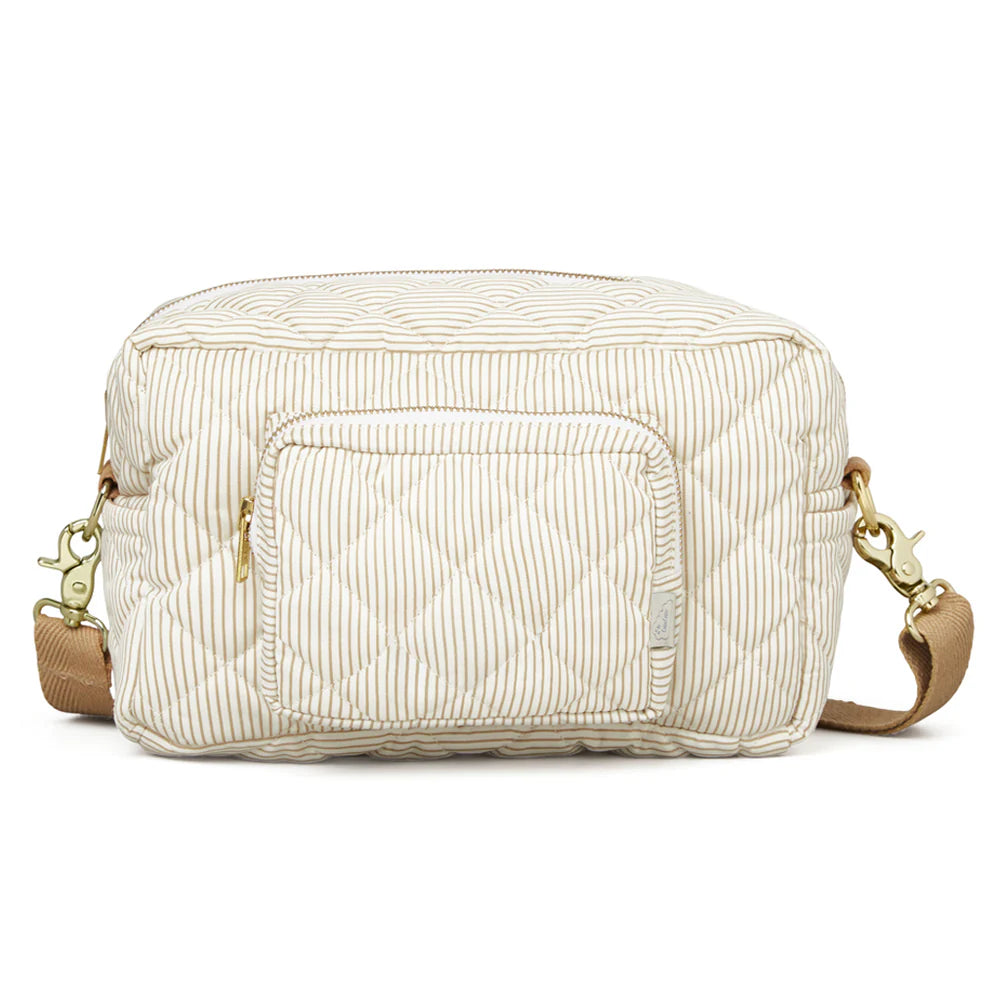Cam Cam Copenhagen Mała torba do przewijania z pasami do wózka Classic Stripes Camel