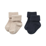 Wheat Wełniane skarpetki dla dzieci Ziggy Rib Navy 2 pary