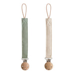 Mushie materiałowa zawieszka do smoczka 2-pack Olive/Shifting Sand