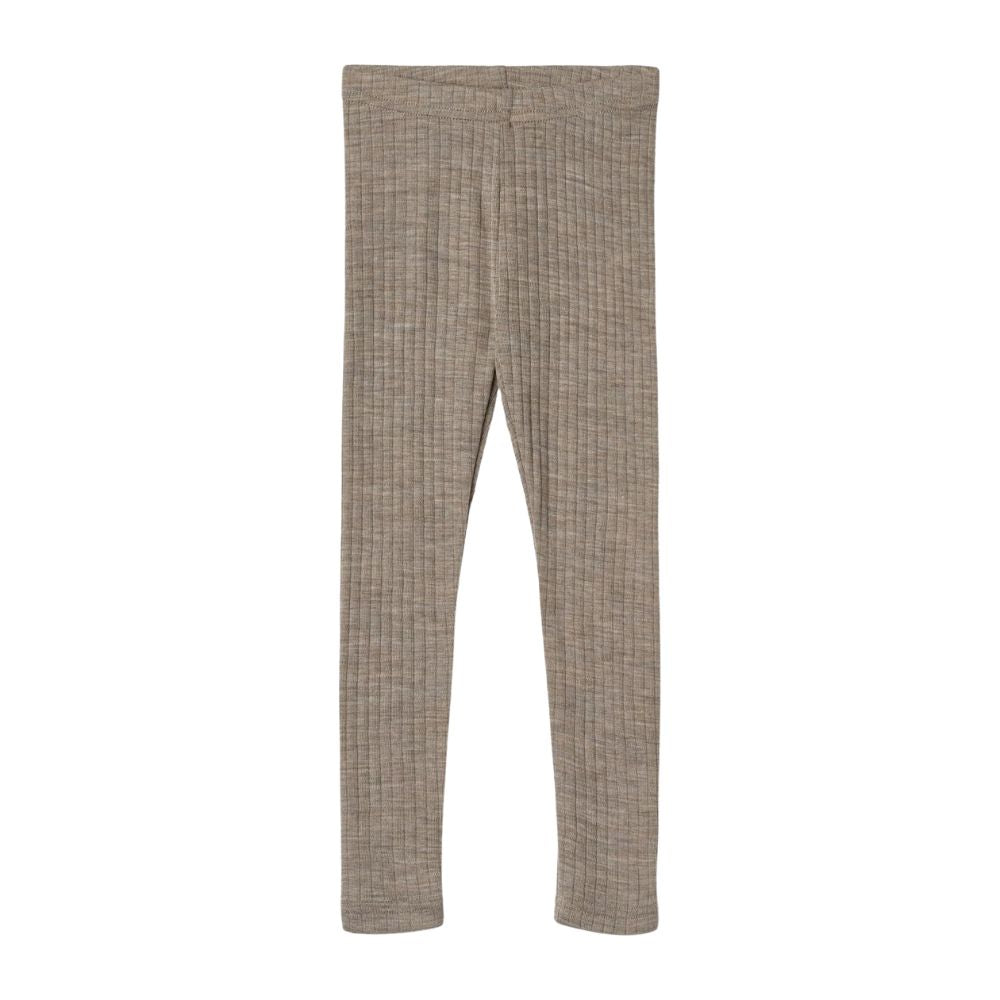 Wheat Legginsy z wełny jedwabnej dla dzieci Khaki Melange