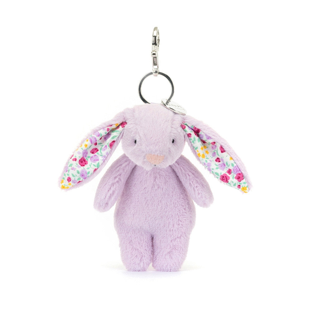 Jellycat Breloczek dla dzieci króliczek Fioletowy z kwiecistymi uszami 17 cm
