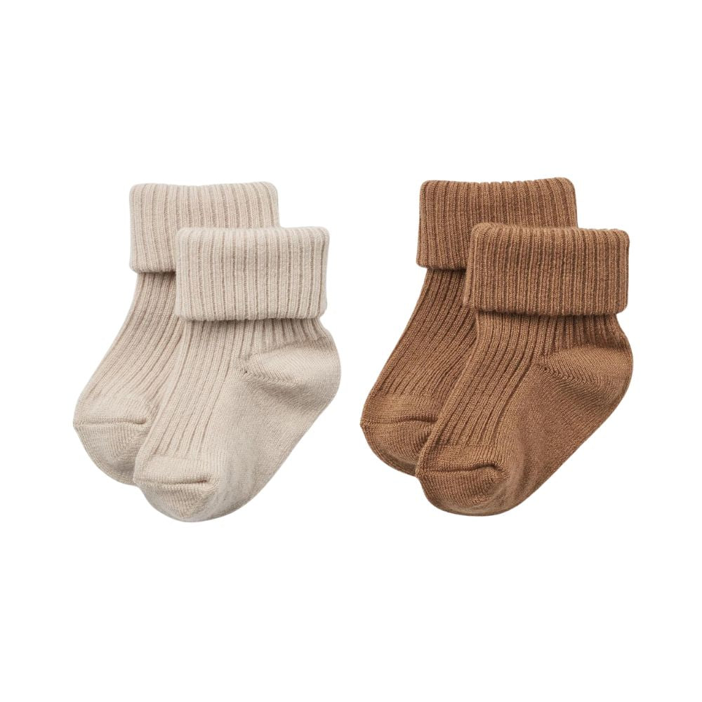 Wheat Wełniane skarpetki dla dzieci Ziggy Rib Caramel 2 pary