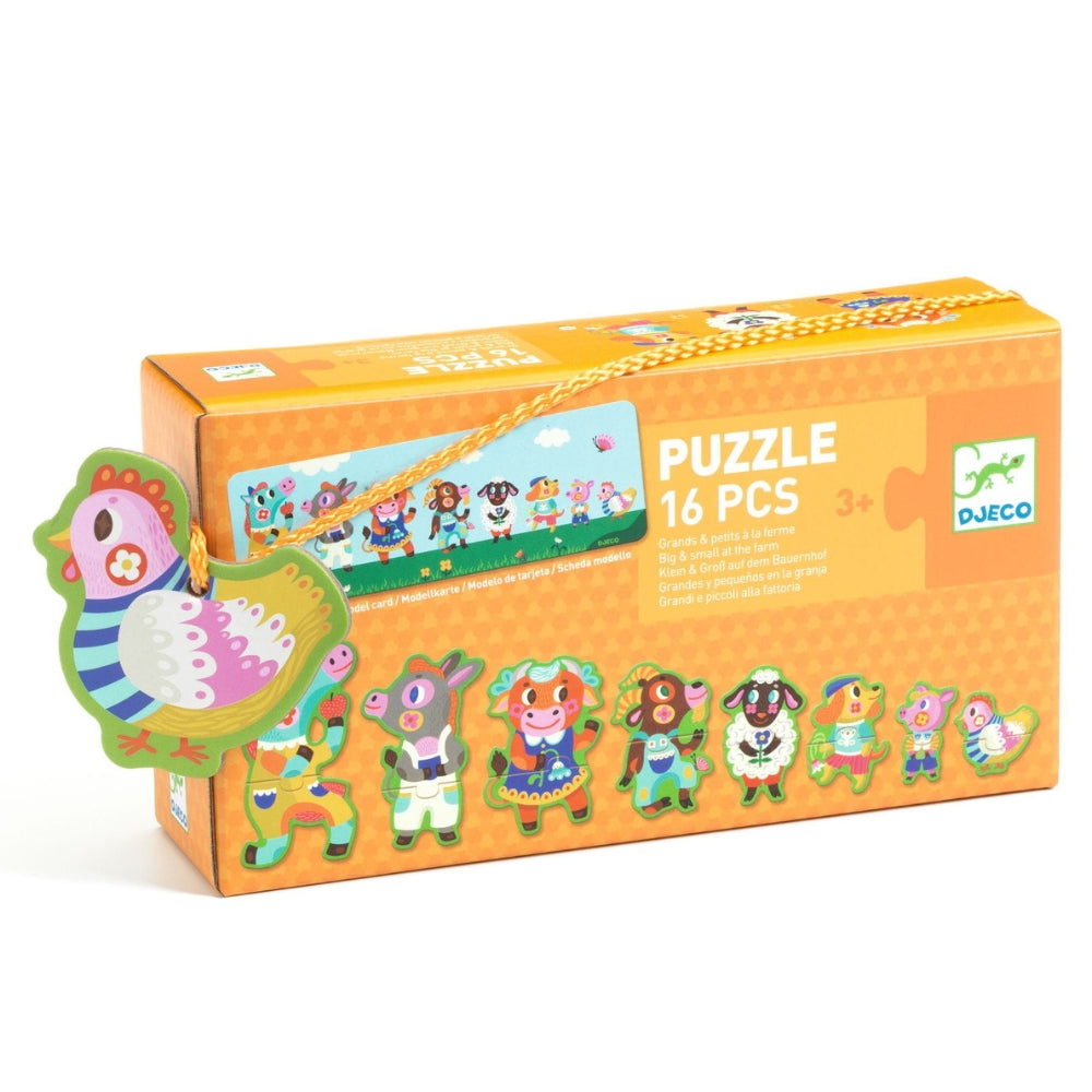 Djeco Puzzle dla dzieci małe i duże na farmie 16el.