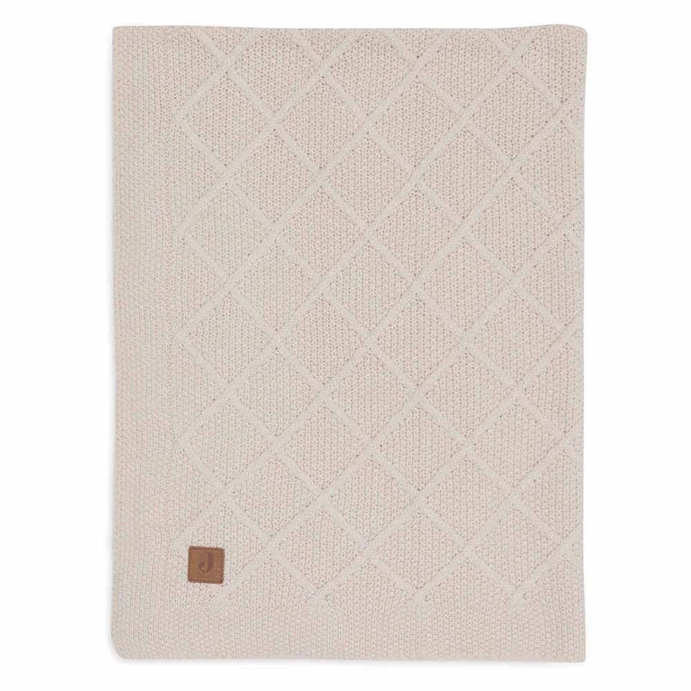 Jollein Kocyk dla niemowlaka Check Knit Oatmeal 100 x 75 cm