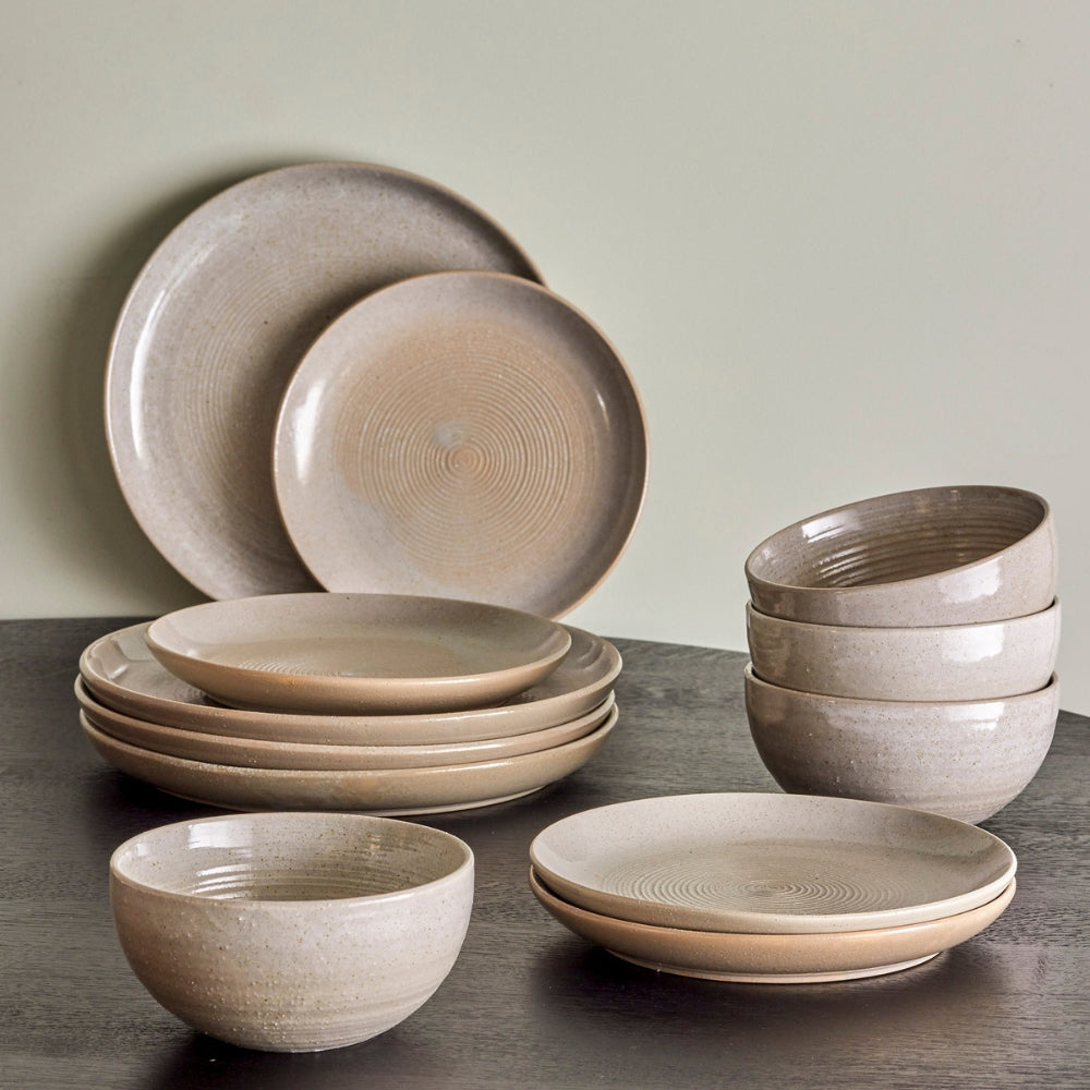 Bloomingville Zestaw naczyń Taupe Grey Stoneware