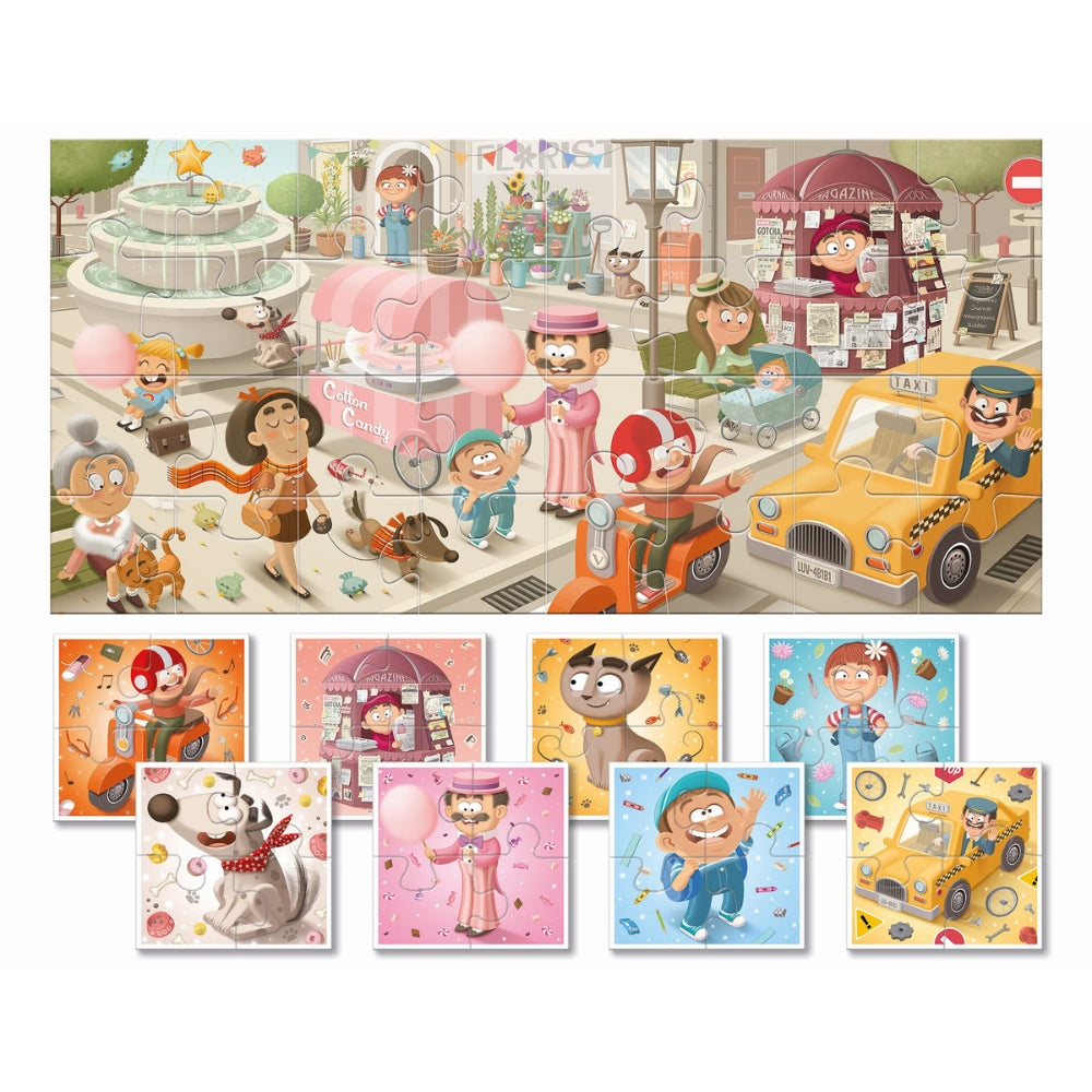 Ludattica Dwustronne puzzle dla dzieci Miasto