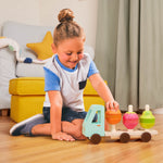 B.Toys Drewniana ciężarówka Sorter dla dzieci z owocami
