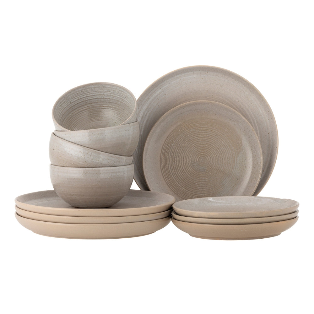 Bloomingville Zestaw naczyń Taupe Grey Stoneware