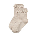 Wheat Wełniane skarpetki dla dziewczynki z koronką Nora Dry Rose 2 pary