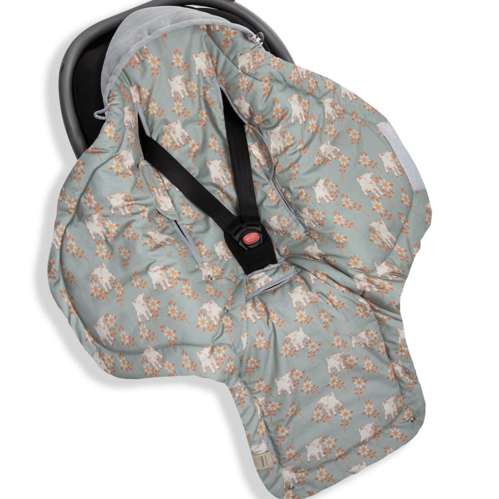 Sleepee Kocyk do fotelika samochodowego vintage animals sky blue