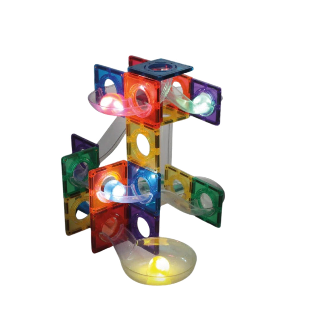 Cleverclixx Klocki magnetyczne dla dzieci Ball Run Dazzling Lights Pack Intense 100 el