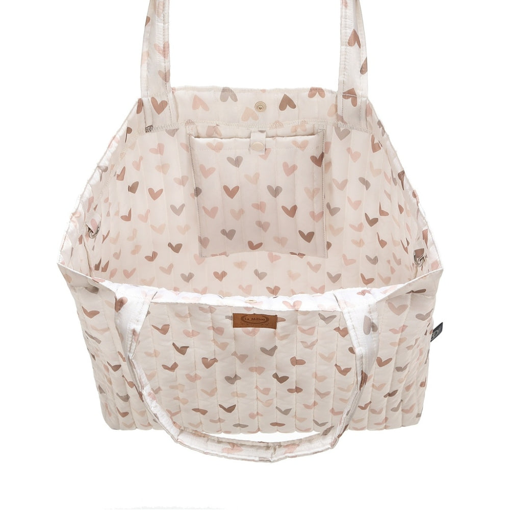 La Millou Torba dla mamy Shopper Bag Ortalion Heartbeat Beige
