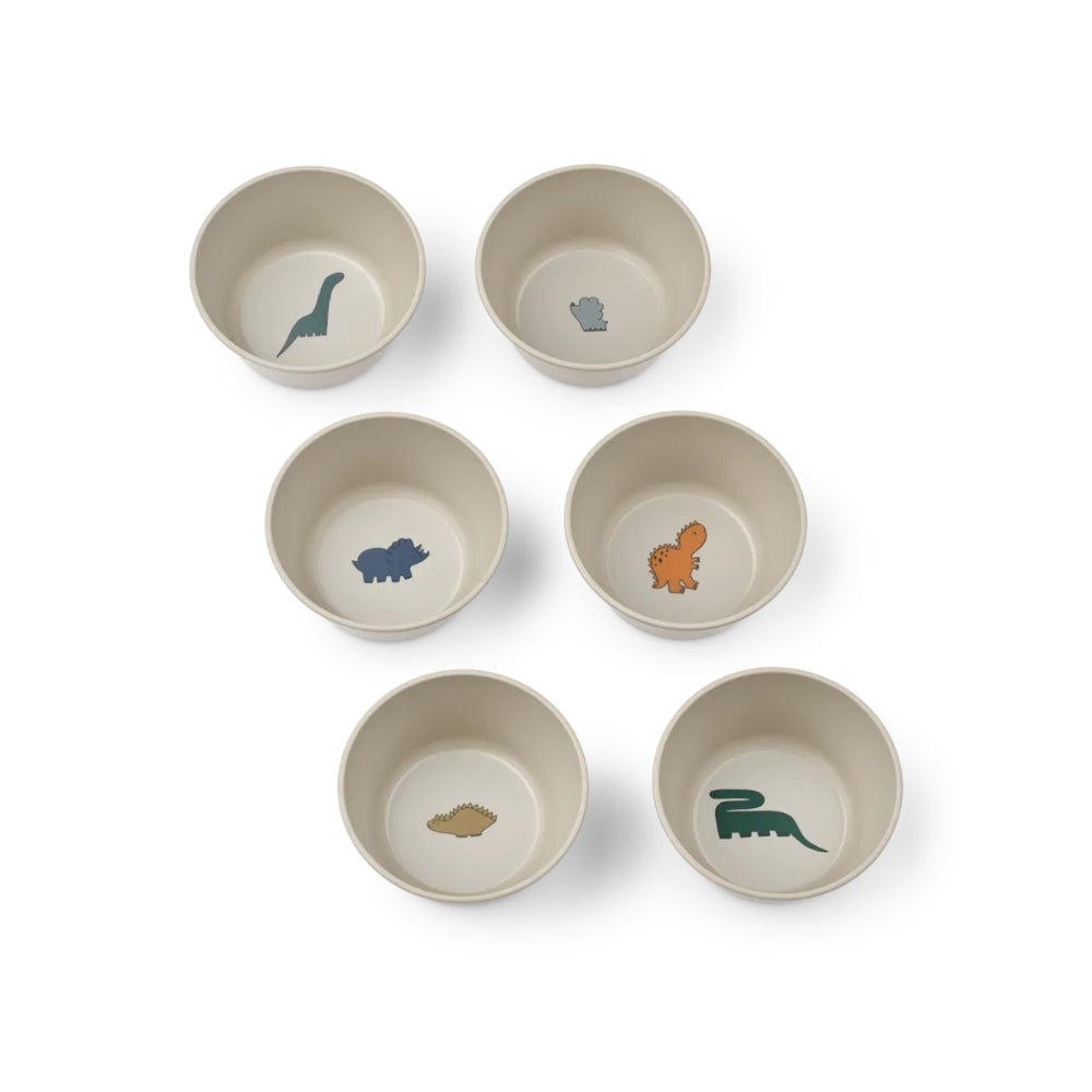 Liewood Miseczki dla dzieci Cees 6-Pack Dinosaurs Mist