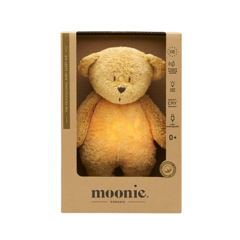 Moonie Szumiący Miś 2.0 Organic z lampką Honey