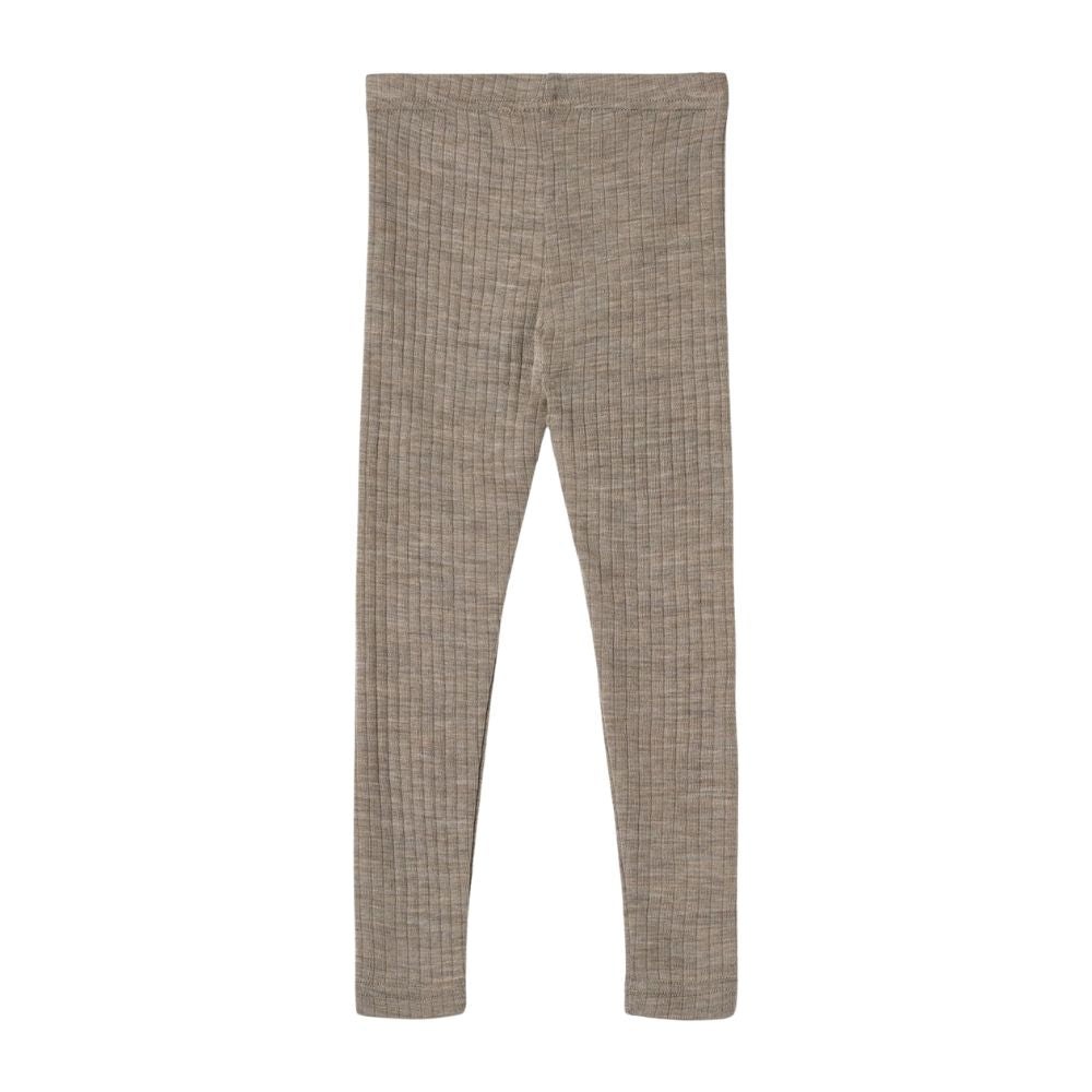 Wheat Legginsy z wełny jedwabnej dla dzieci Khaki Melange