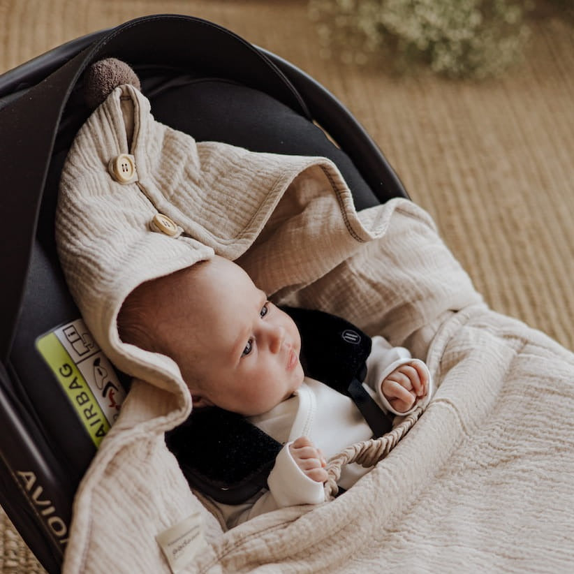 Sleepee Letni Muślinowy Otulacz do Fotelika Samochodowego Grey
