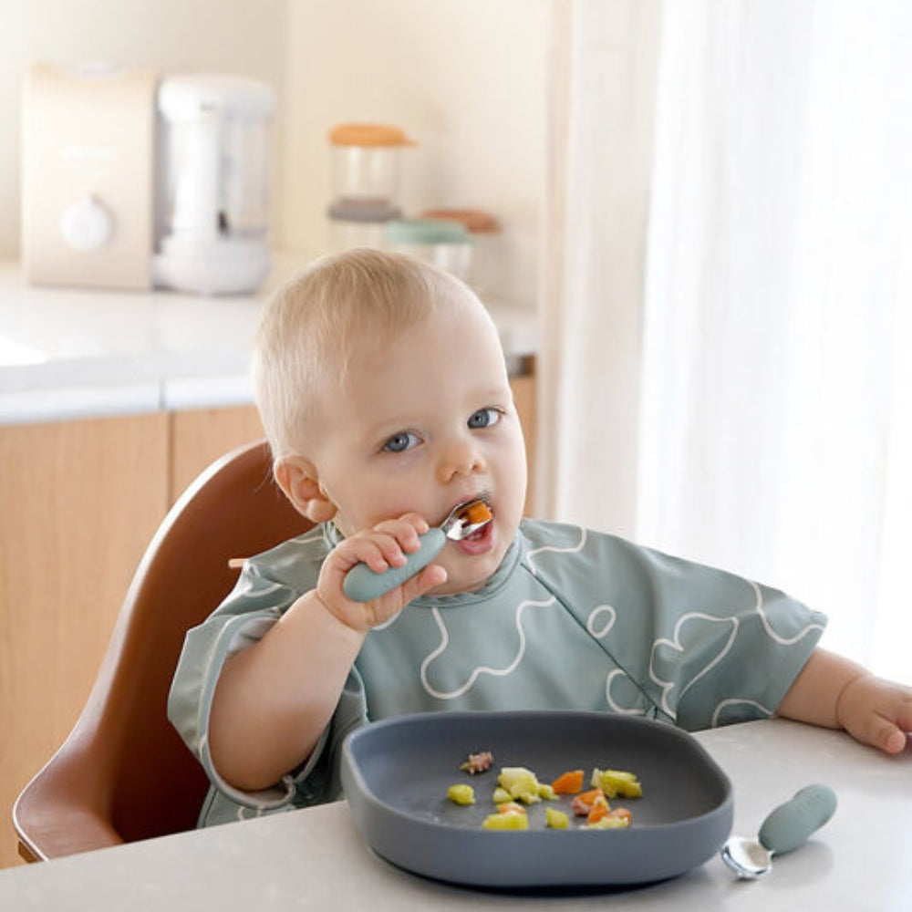 Beaba Sztućce dla dzieci ze stali nierdzewnej Sage green
