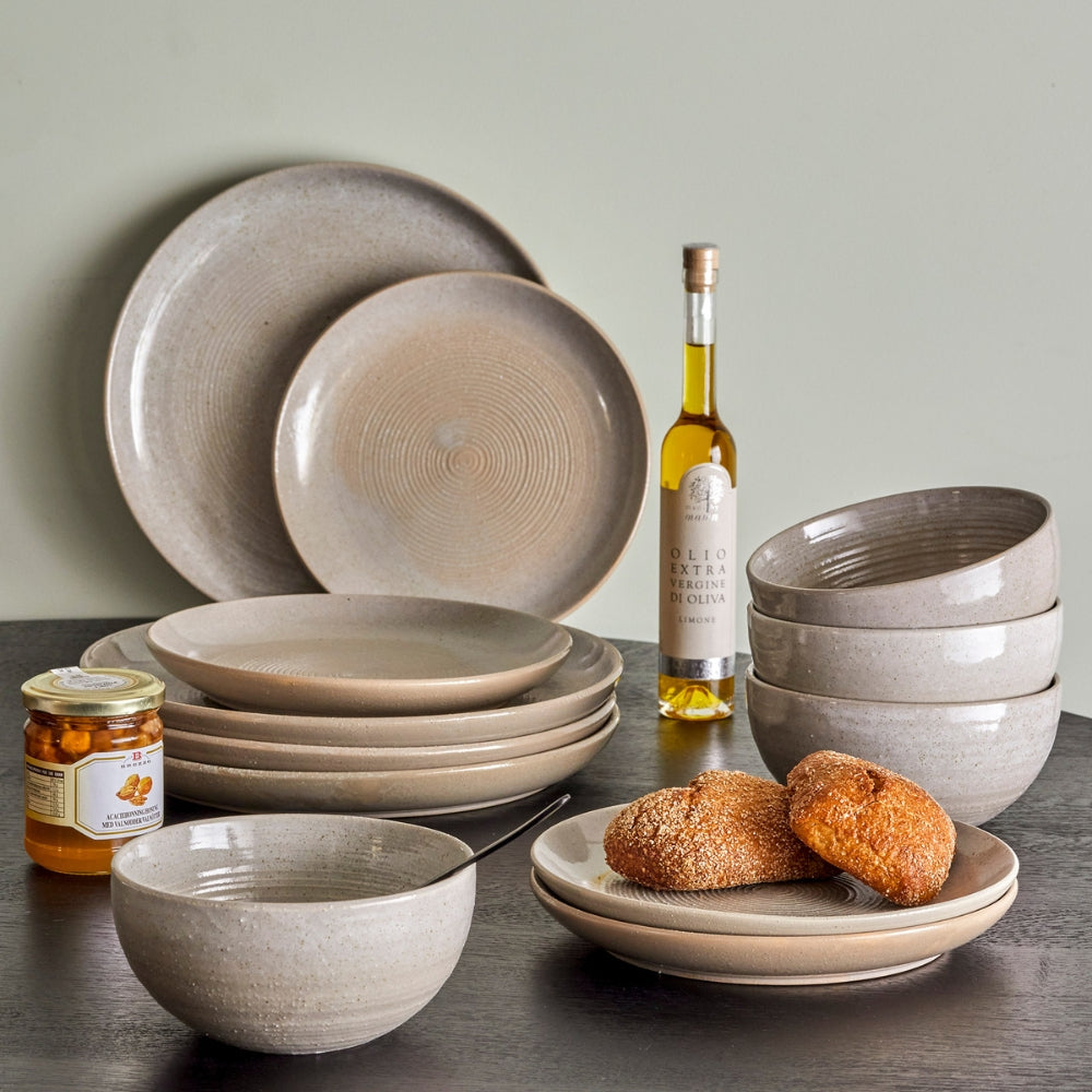 Bloomingville Zestaw naczyń Taupe Grey Stoneware
