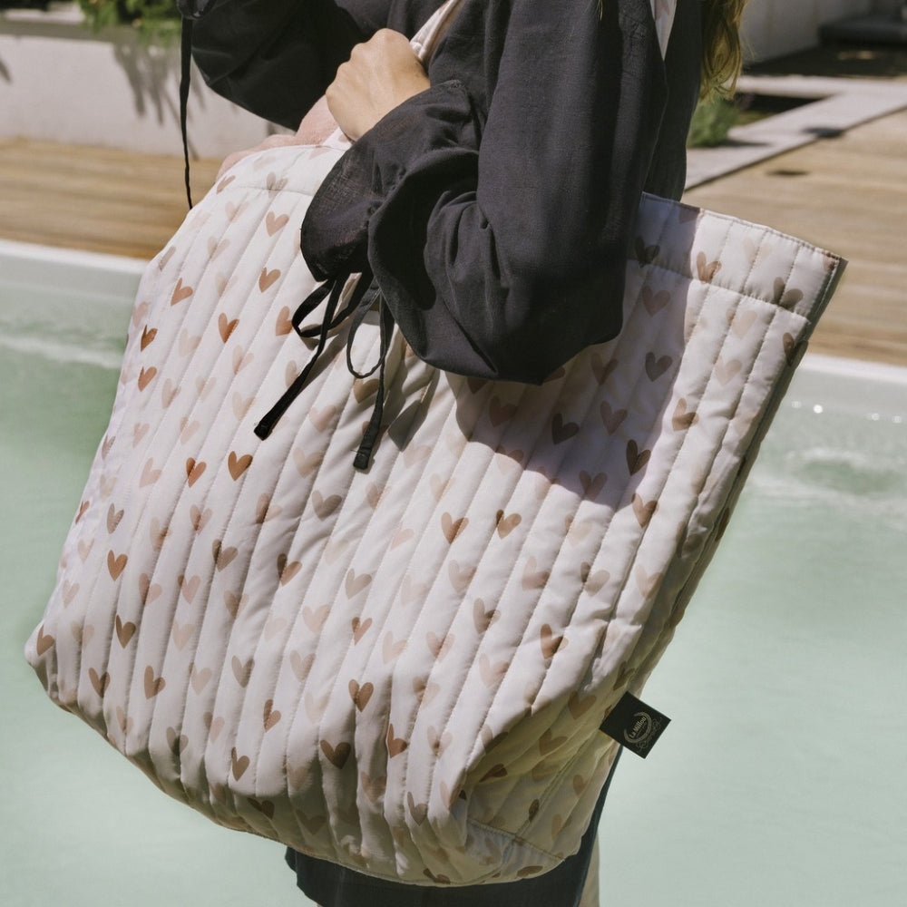 La Millou Torba dla mamy Shopper Bag Ortalion Heartbeat Beige