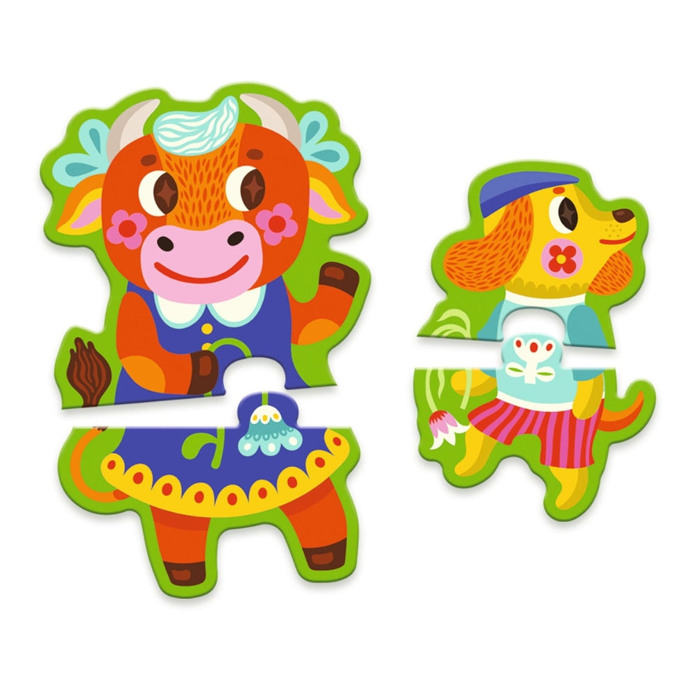 Djeco Puzzle dla dzieci małe i duże na farmie 16el.