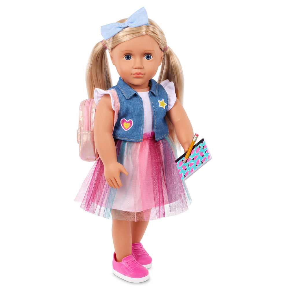 Our Generation Lalka dla dzieci Evie z akcesoriami szkolnymi 46 cm