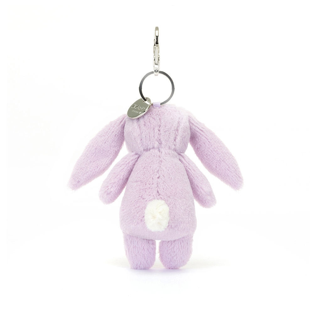 Jellycat Breloczek dla dzieci króliczek Fioletowy z kwiecistymi uszami 17 cm