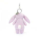 Jellycat Breloczek dla dzieci króliczek Fioletowy z kwiecistymi uszami 17 cm