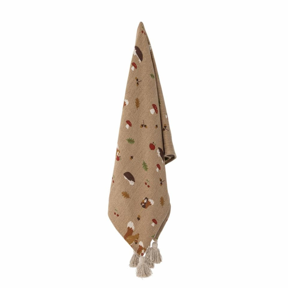 Bloomingville Koc bawełniany Fall Throw Brown Recycled Cotton