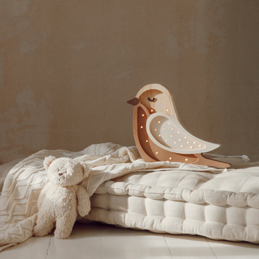 Little Lights Lampka dla dzieci Bird Coffee Wood