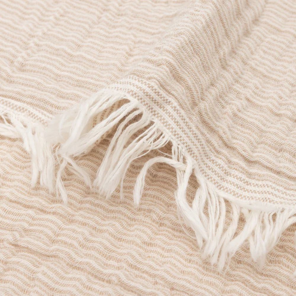 Jollein Kocyk muślinowy 75x100cm Fringe Stripe Biscuit