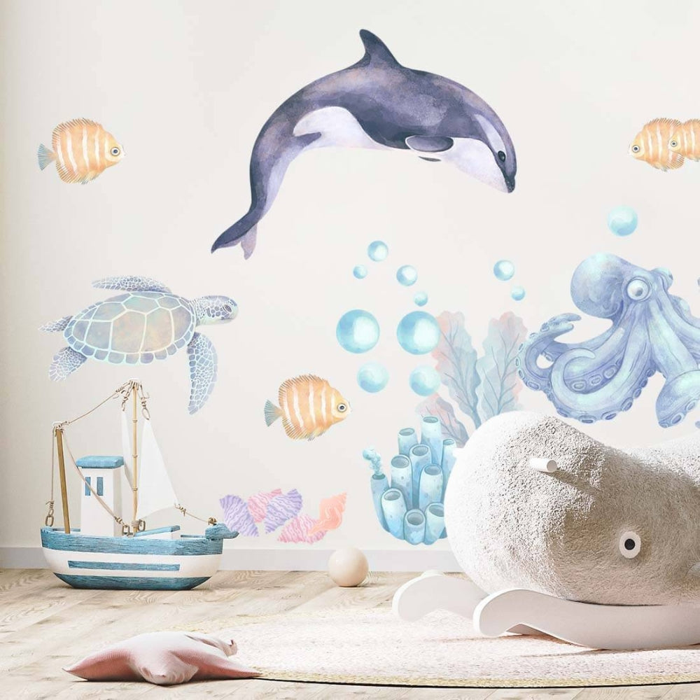 PASTELOVELOVE naklejki na ścianę dla dzieci morskie zwierzęta II