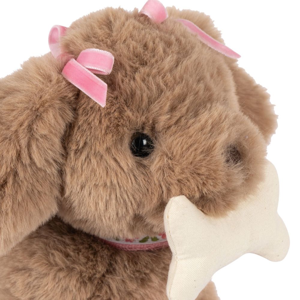 Konges Slojd Piesek przytulanka Maude z koszykiem Pink Check
