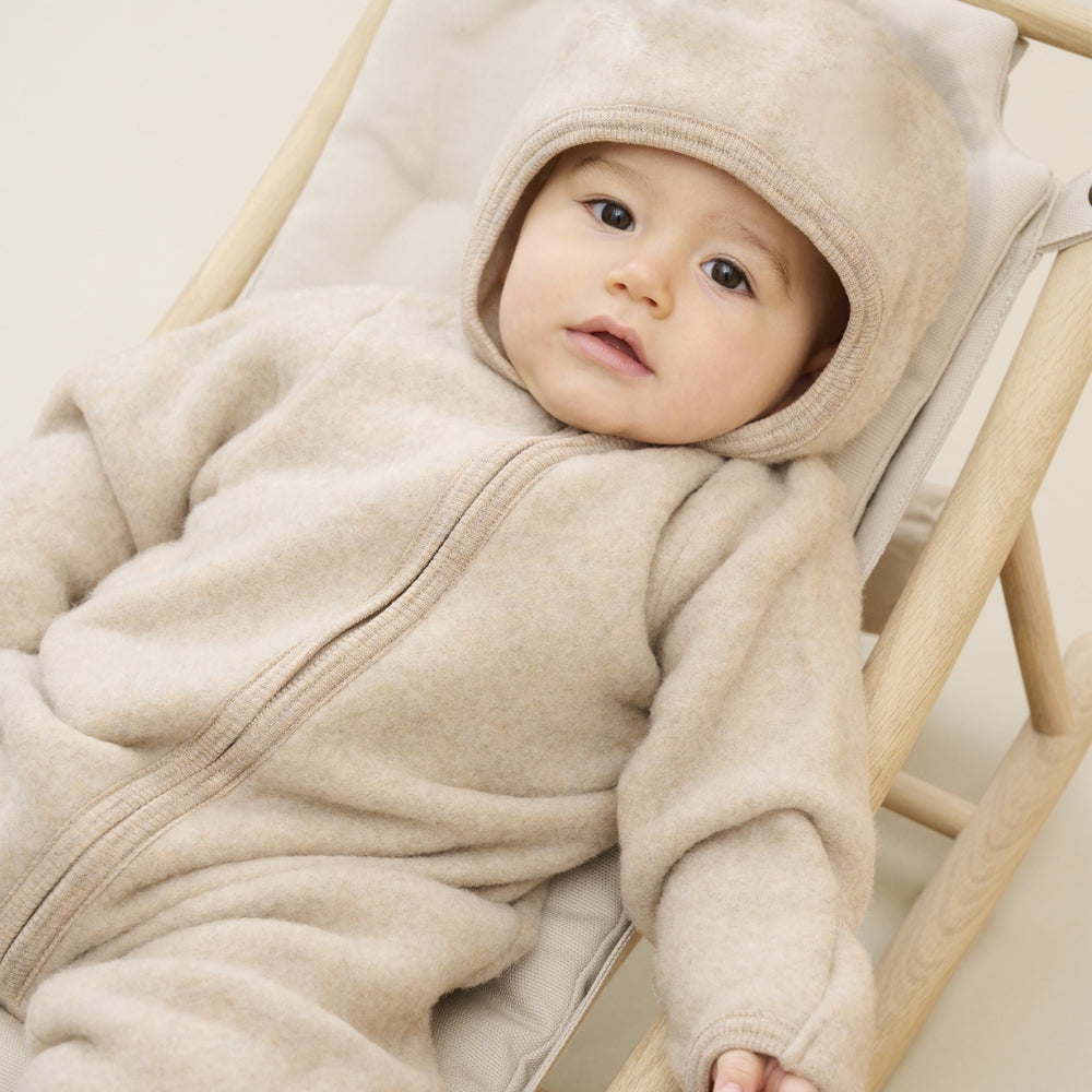 Huttelihut Kombinezon dla niemowlaka z kapturem Camel Melange
