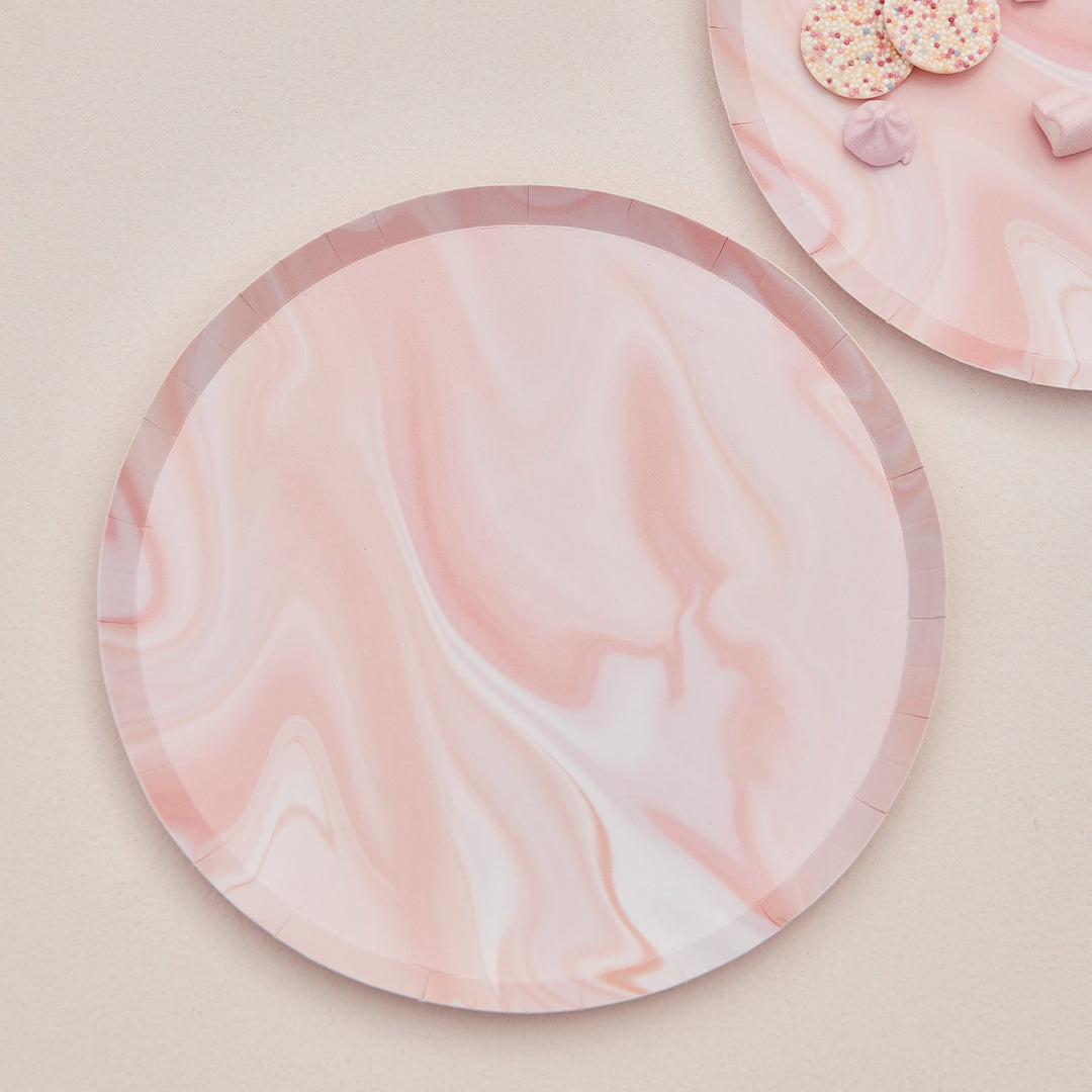 Gingerray Talerzyki papierowe Pink Marble Print