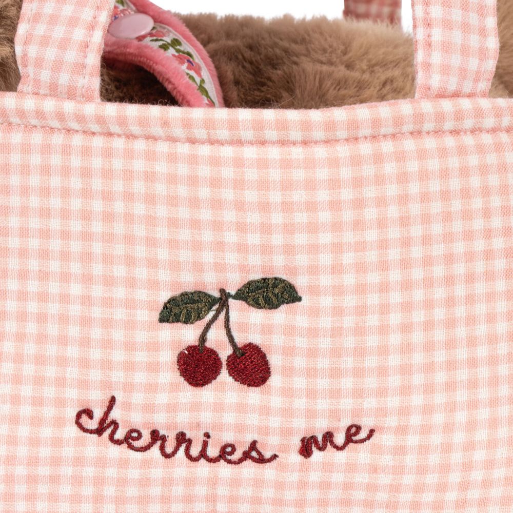 Konges Slojd Piesek przytulanka Maude z koszykiem Pink Check