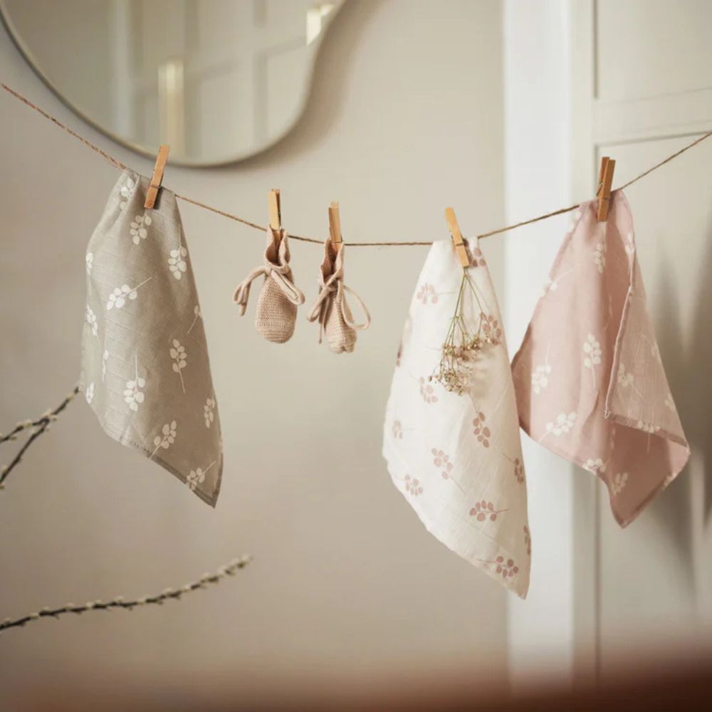 Jollein Pieluszki muślinowe dla noworodka Twig Wild Rose - 3 sztuki