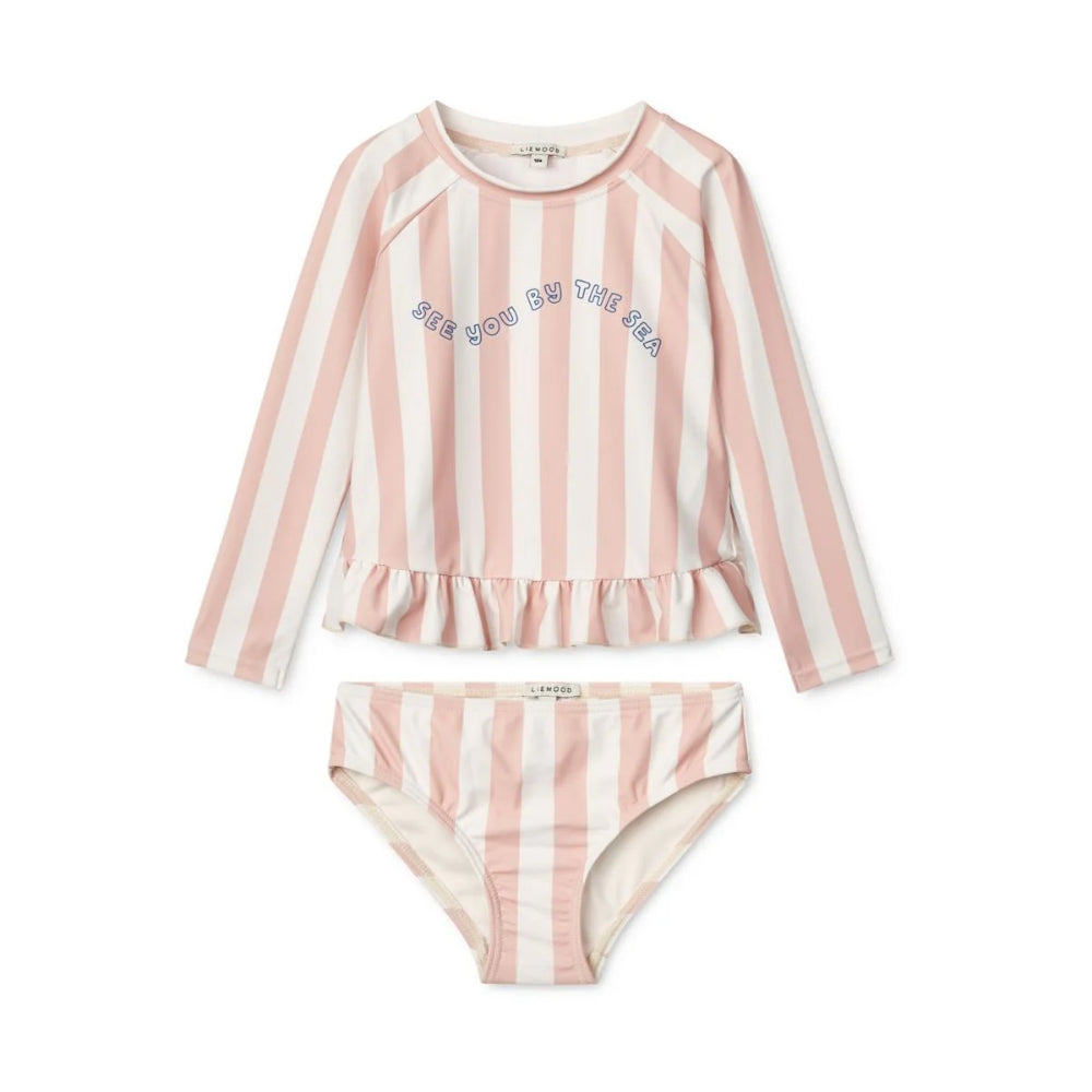 Liewood Strój kąpielowy dla dziewczynki Dwuczęściowy Dagny Y/D stripe Sorbet rose / Creme de la creme