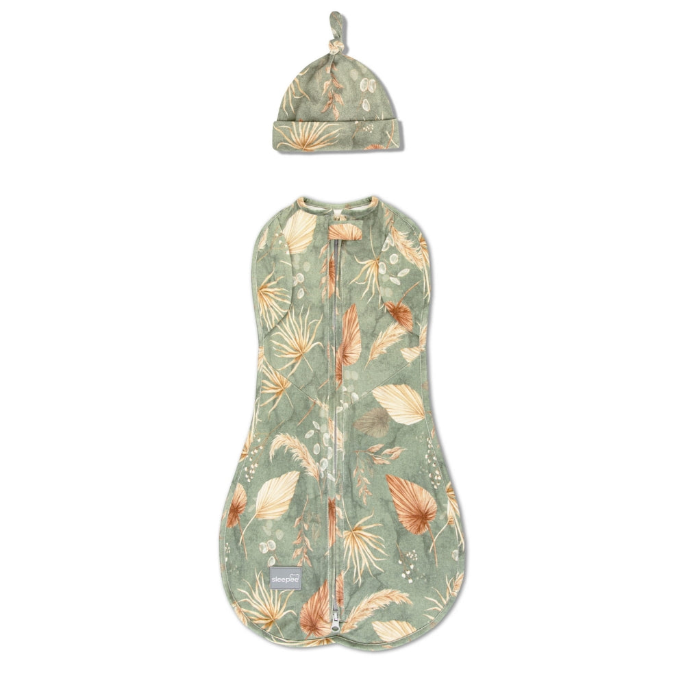 Sleepee Otulacz dla niemowlaka z czapeczką Otulacz Second Step z Czapeczką Bohemian Green