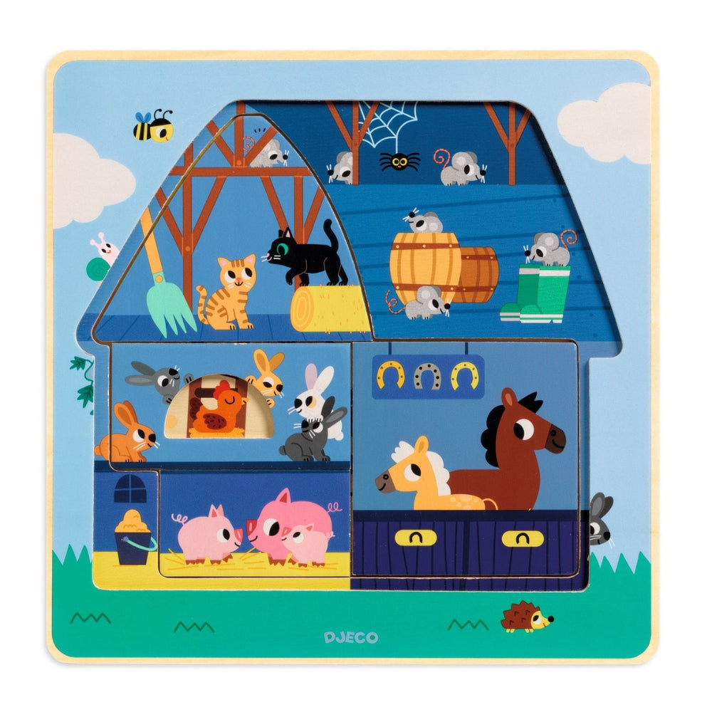Djeco Puzzle 3 warstwowe dla dzieci Gospodarstwo