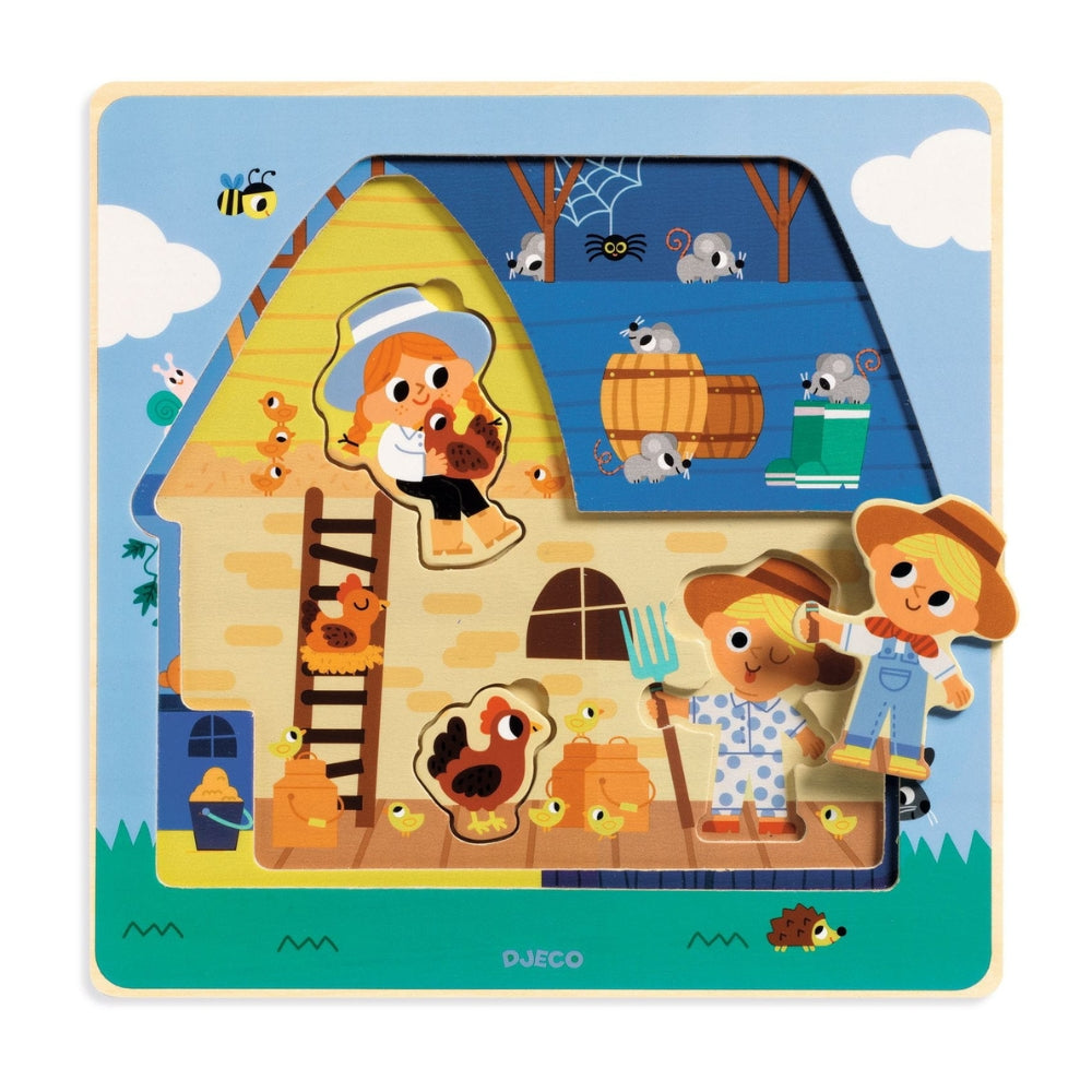 Djeco Puzzle 3 warstwowe dla dzieci Gospodarstwo