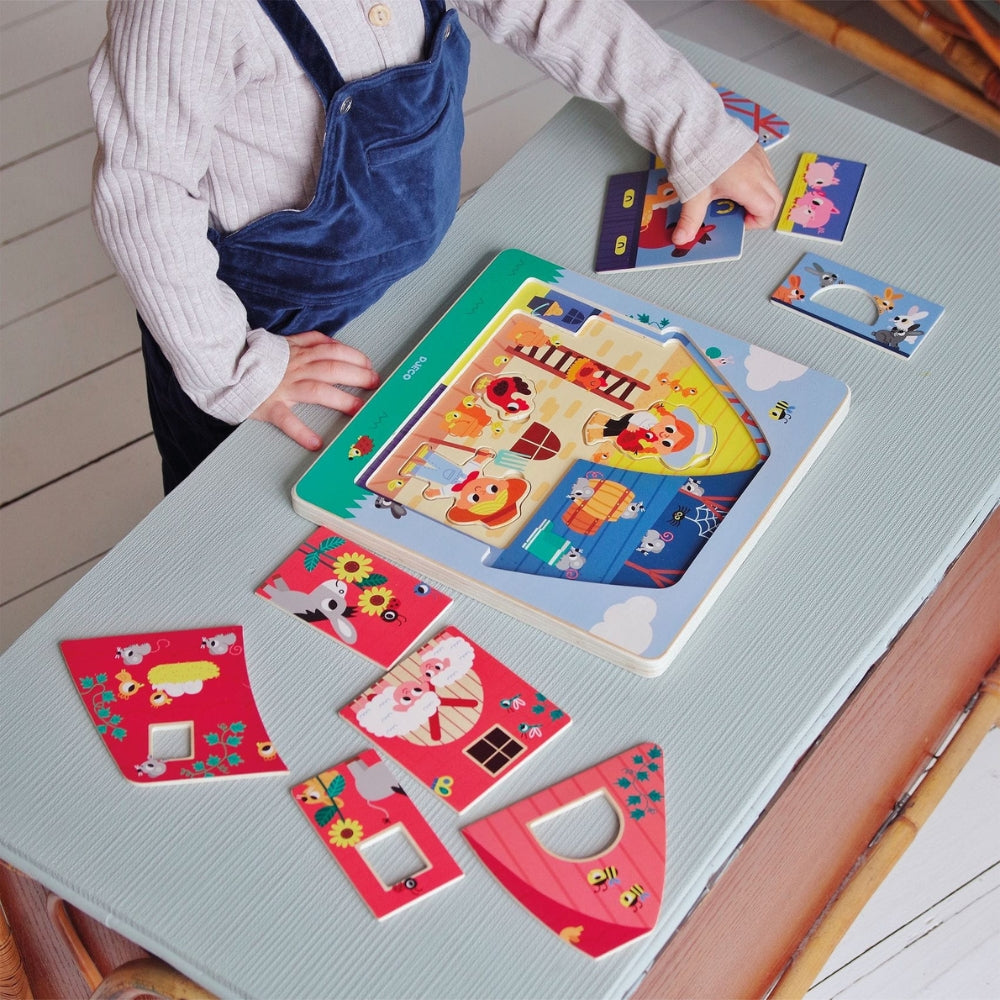 Djeco Puzzle 3 warstwowe dla dzieci Gospodarstwo
