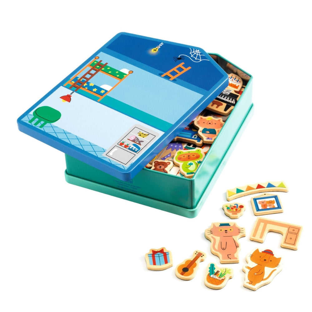 Djeco Puzzle magnetyczne domek kotków
