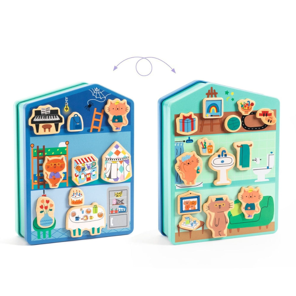 Djeco Puzzle magnetyczne domek kotków