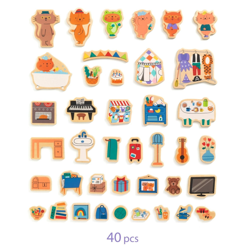 Djeco Puzzle magnetyczne domek kotków