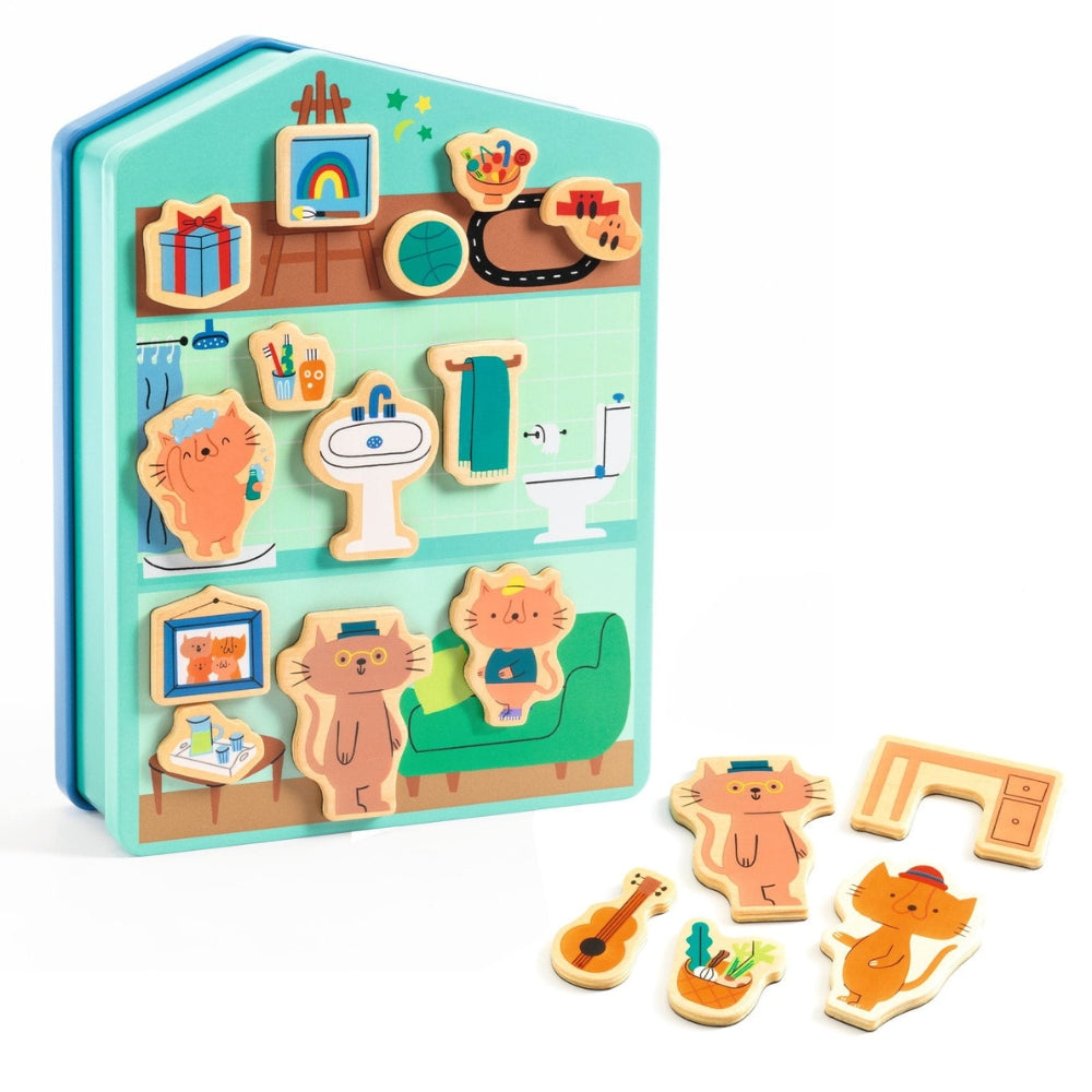 Djeco Puzzle magnetyczne domek kotków
