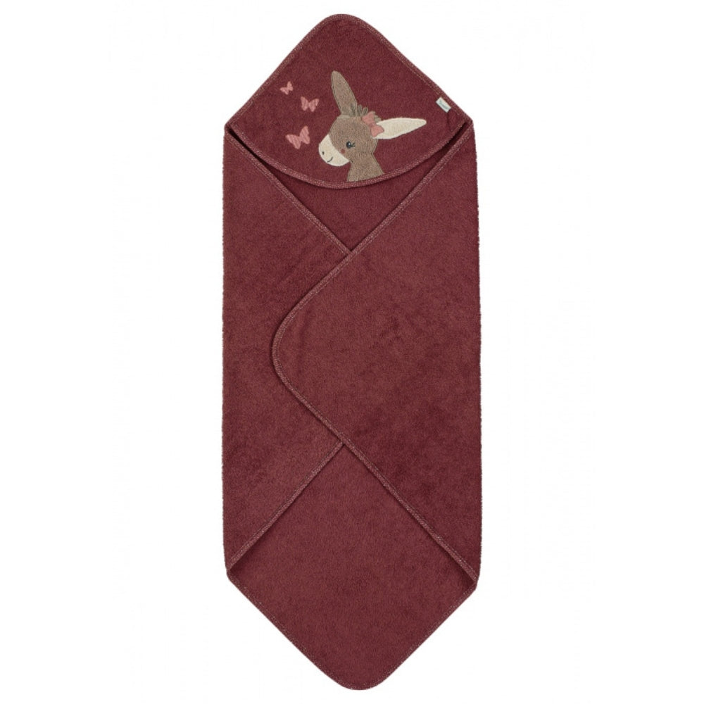 Sterntaler Ręcznik kąpielowy z kapturkiem osiołek Emmily 80x80 cm Ciemna Czerwień