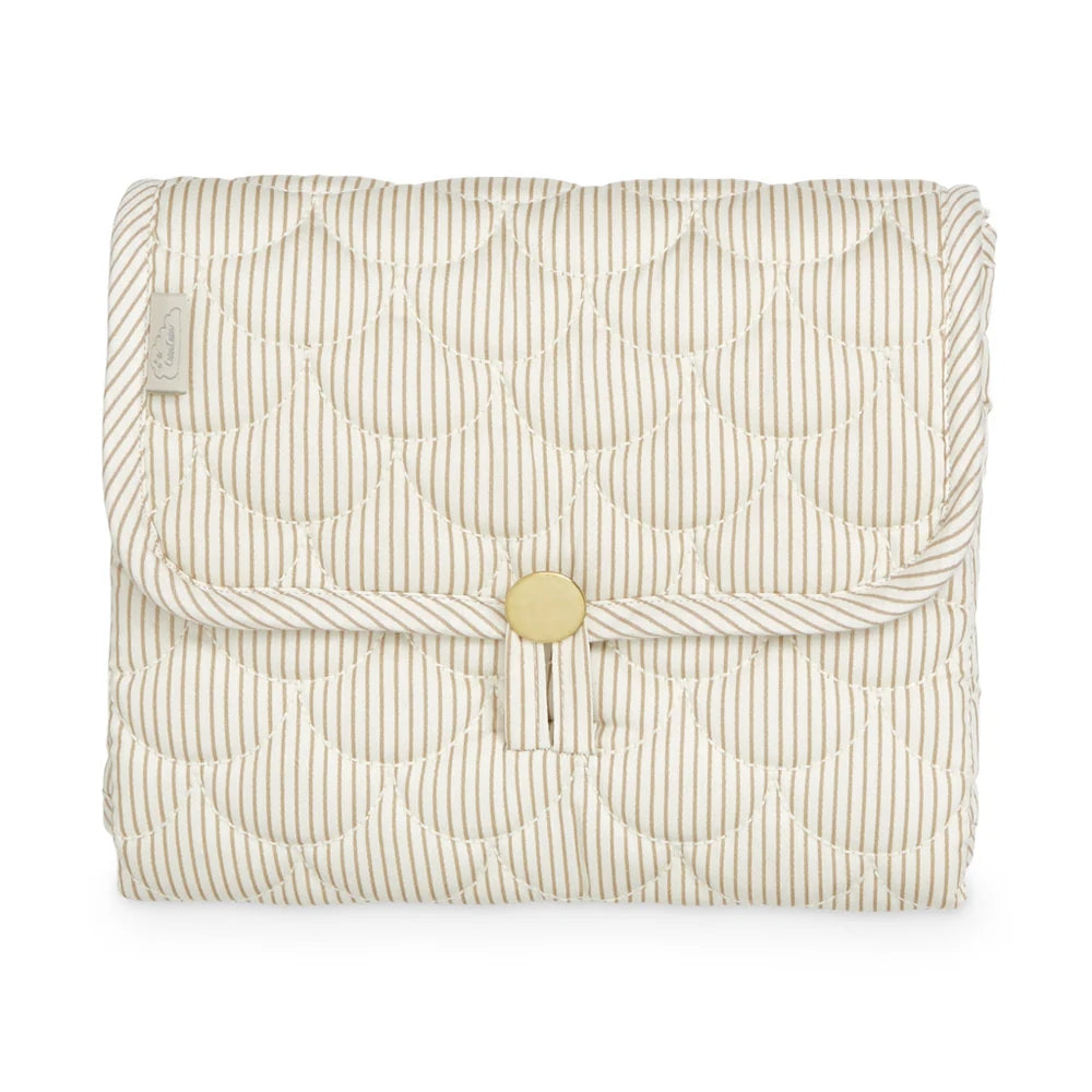 Cam Cam Copenhagen Mata do przewijania pikowana Classic Stripes Camel