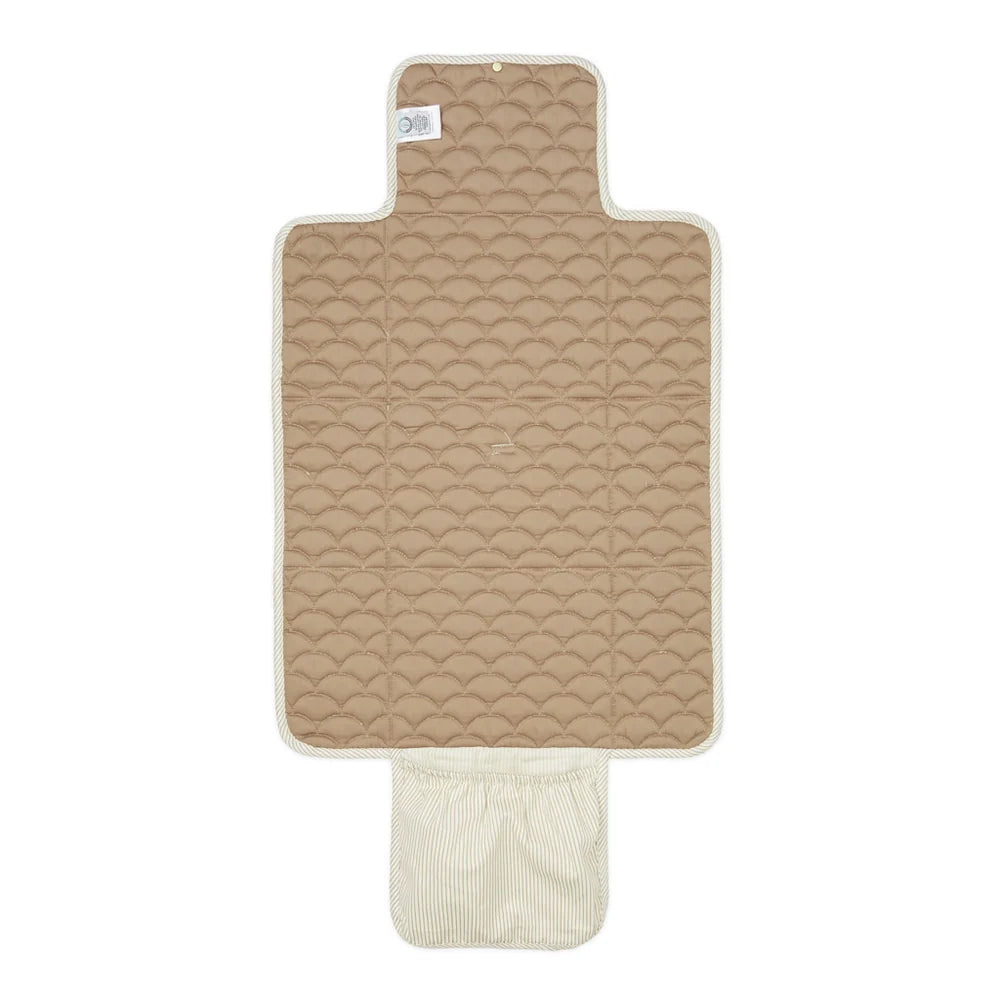 Cam Cam Copenhagen Mata do przewijania pikowana Classic Stripes Camel