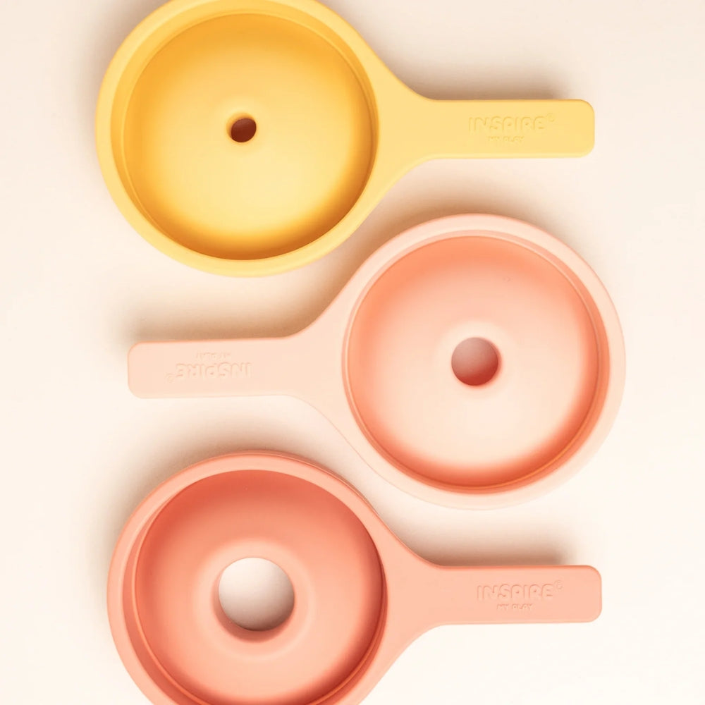 Inspire My Play Silikonowe lejki sensoryczne Coral/Yellow 3szt