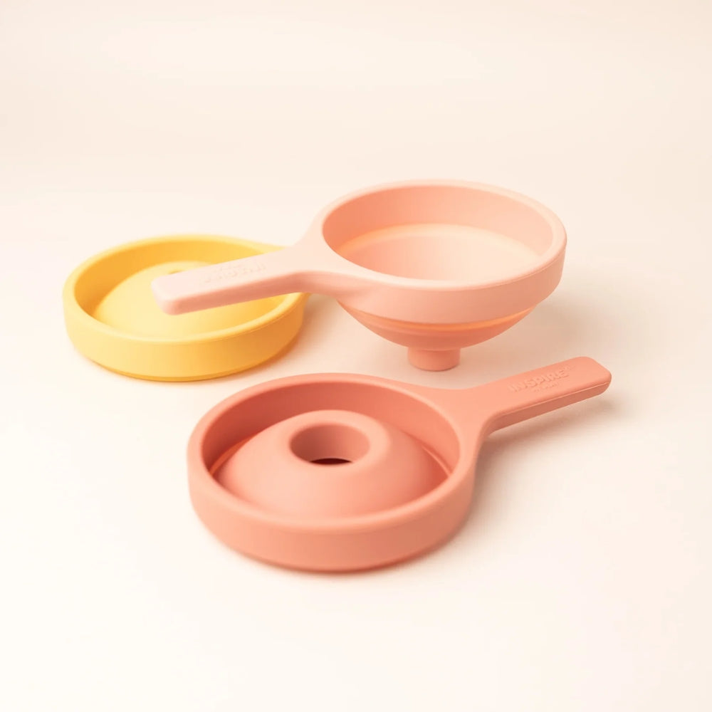 Inspire My Play Silikonowe lejki sensoryczne Coral/Yellow 3szt